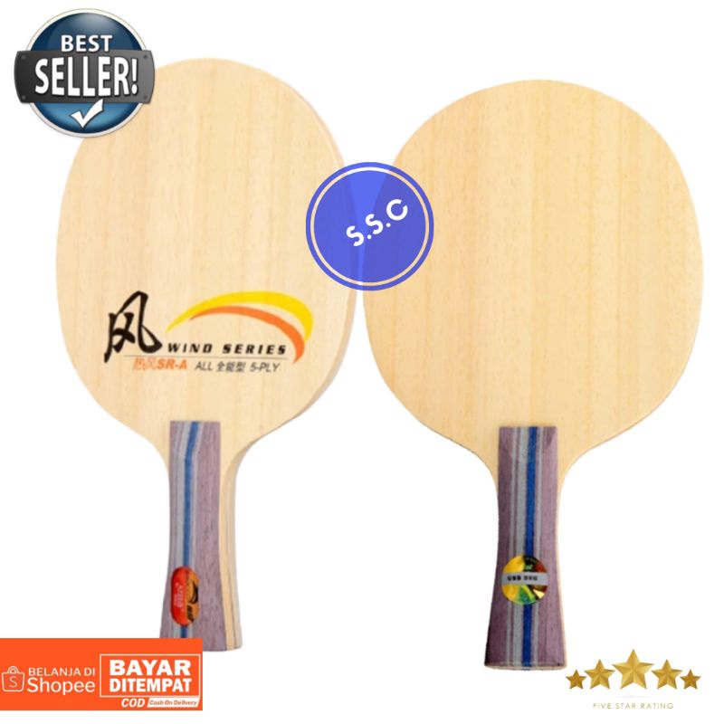 DHS Wind Series SR-A Long Handle Blade Tennis Table Kayu Bet Pingpong Original