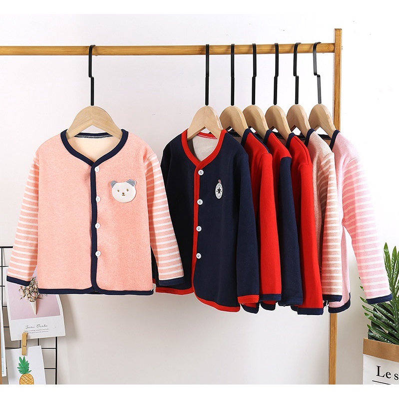 BAJU PAKAIAN JAKET CARDIGAN KARDIGAN SWEATER ATASAN LUARAN KOREAN IMPORT LENGAN PANJANG ANAK BAYI LAKI PEREMPUAN CEWEK COWOK 1-5 TAHUN BISA COD KANCING HIDUP HIGH QUALITY MURAH