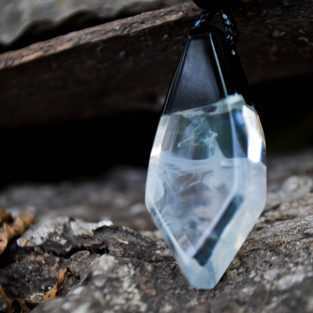 kalung Pria Wanita Viral Black smoke Resin