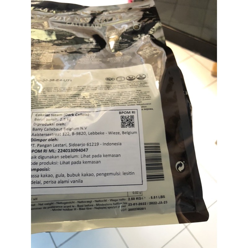 2,5 KG Callebaut Chocolate 70% / Dark Chocolate Callebaut 2,5 Kg