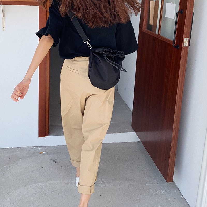 Tas Bahu / Selempang Bentuk Kotak Bahan Kulit PU Warna Hitam dengan Gesper Metal untuk Wanita