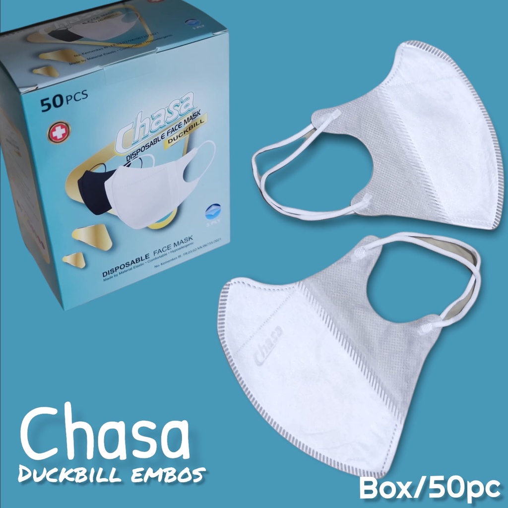 MASKER DUCKBILL CHASA 3PLY MEDICAL GRADE - WHITE