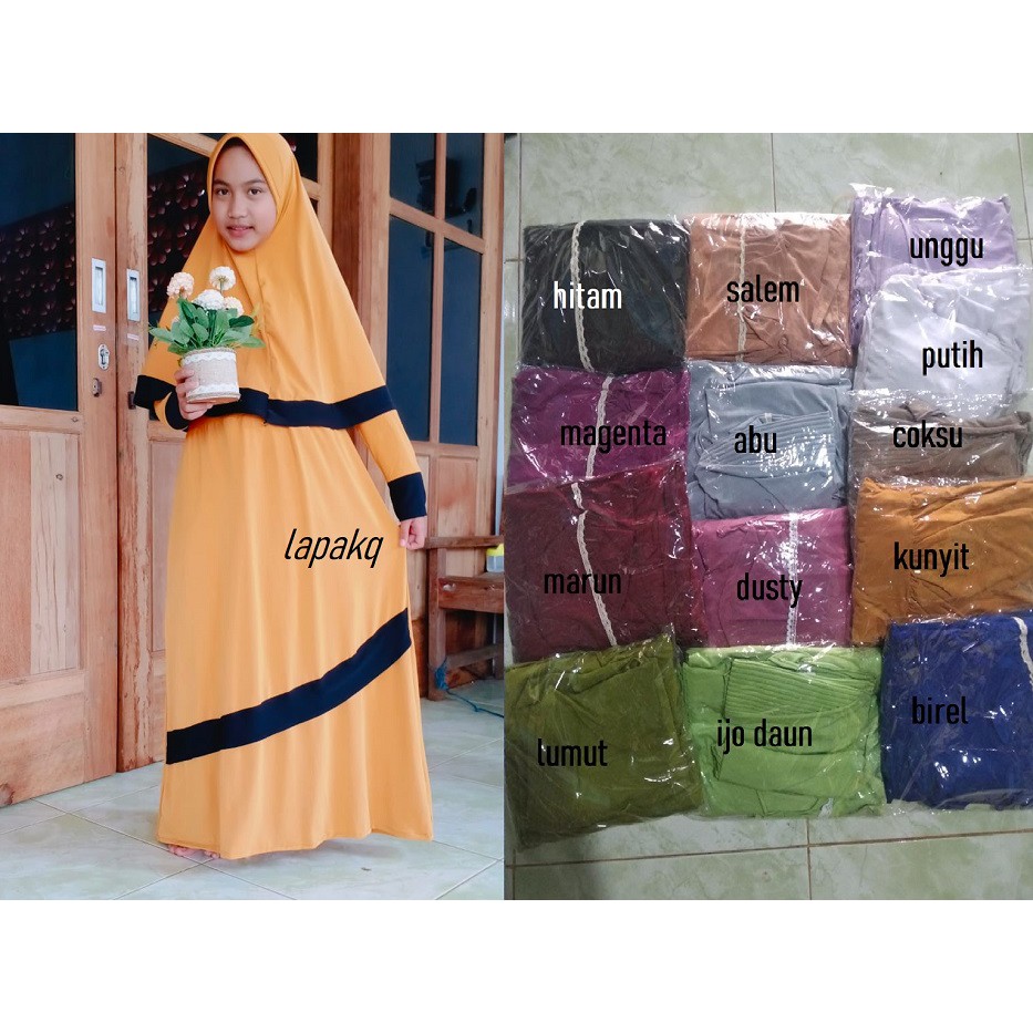 Gamis NANDIA set jersey gamis remaja gamis Tanggung baju gamis muslim SYARI Usia 8-14Tahun