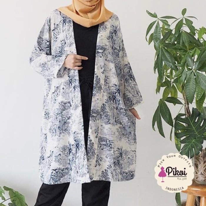 Outerwear | Cardigan Dior Zodiac Murah / Long Cardi Porcelain / Outer Putih Biru Kualitas Terbaik