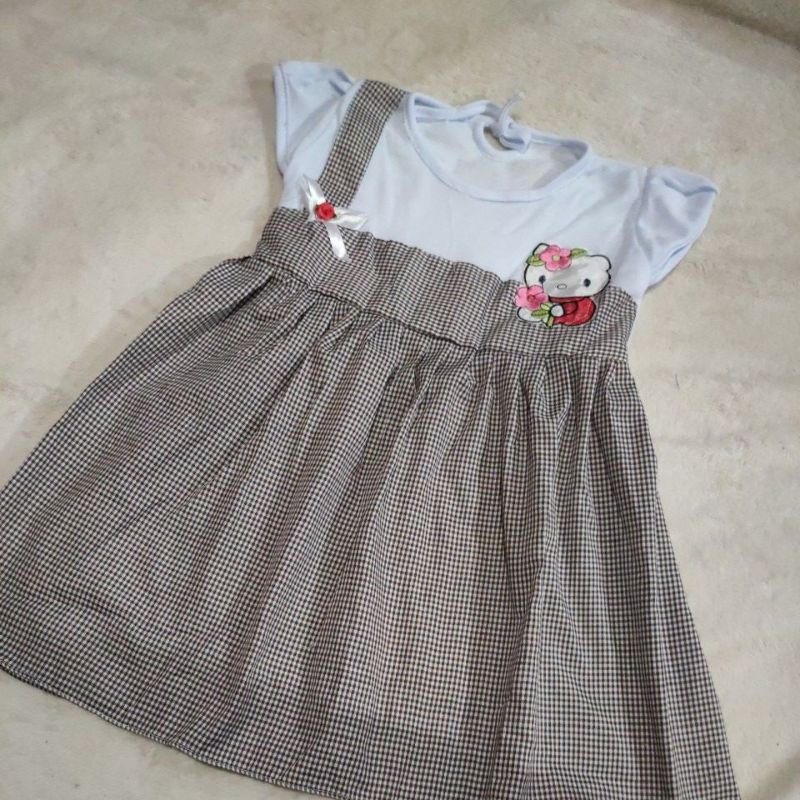 Dress anak 1 2 tahun cewek baju anak perempuan hellokitty marun (dress hello cilukba )