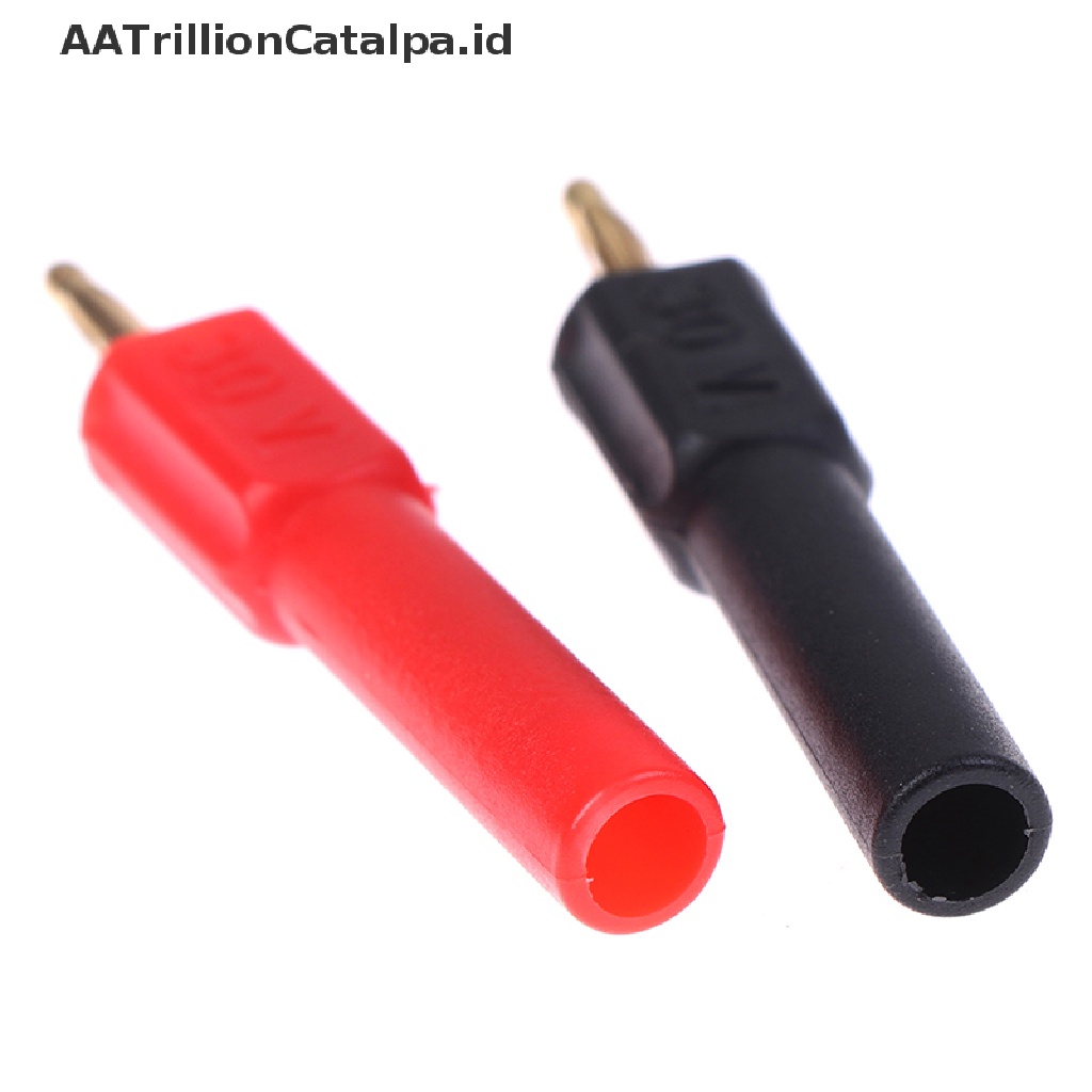 2pcs Jack Konektor Banana Plug Male Ke 4mm Female Lapis Emas Ukuran 2mm