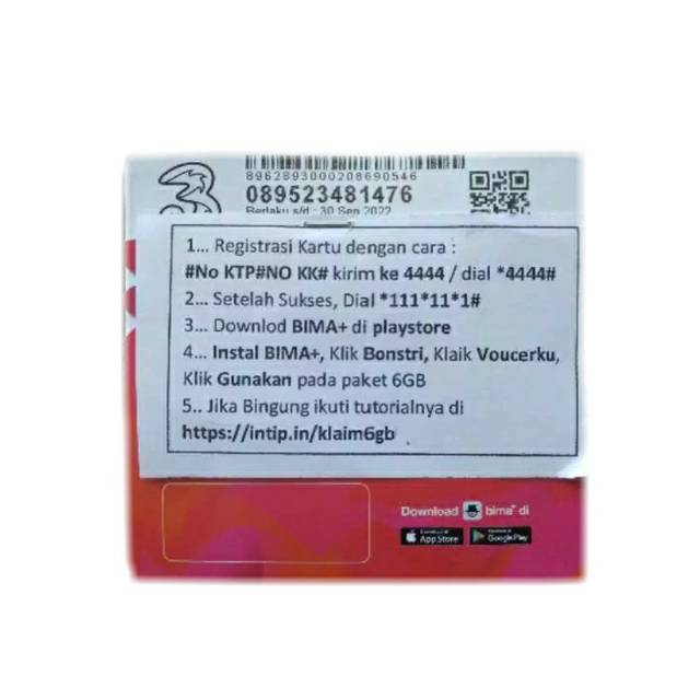 Perdana 3 kuota 7gb selama 1 bulan