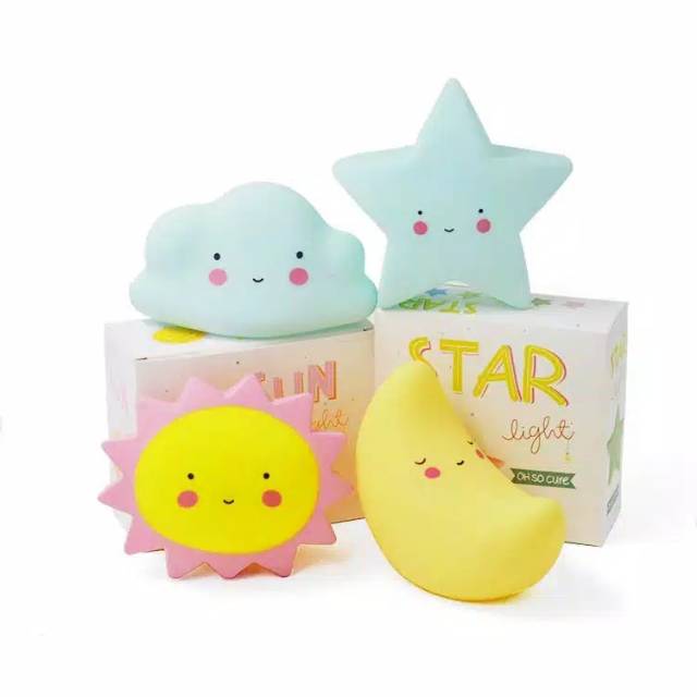 Lampu Tidur Motif Angkasa Awan & Bintang & Bulan & Pelangi