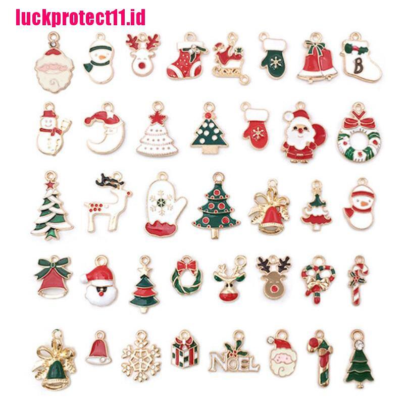 (LUCK) 38pcs / Set Liontin Enamel Tema Natal Untuk Membuat Perhiasan Gelang DIY