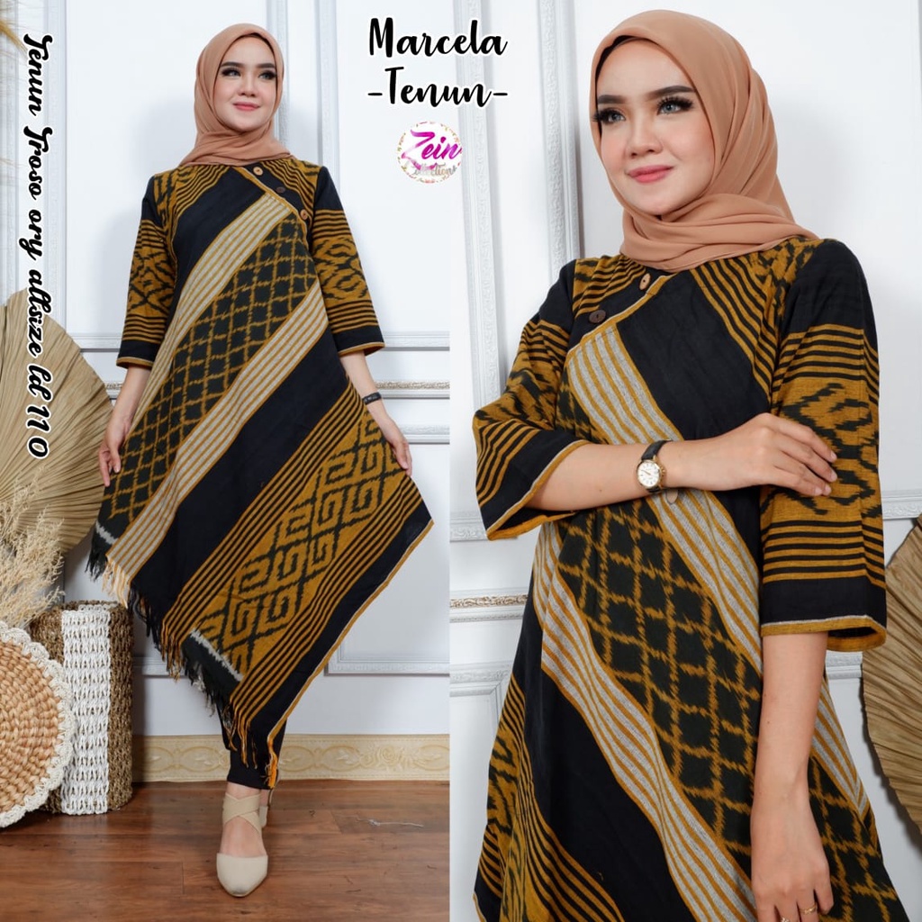 Batik Tunik Tenun by Butik Batik Solo bahan batik tenun ori kode MARCELA TUNIK TENUN