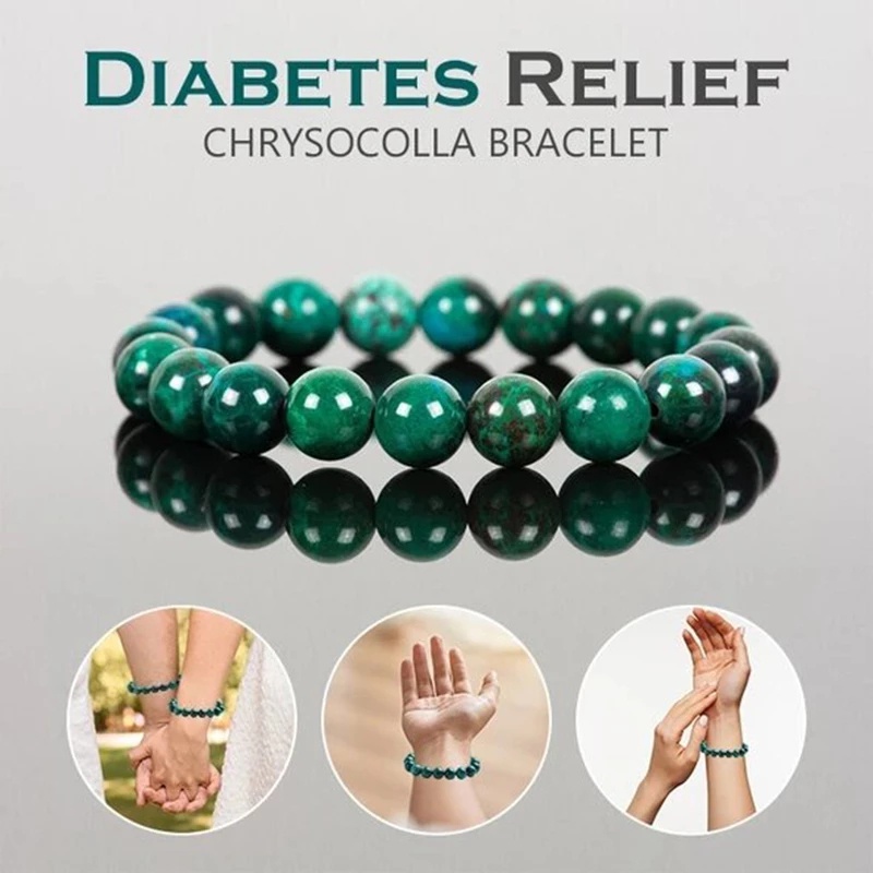 1 Pc Gelang Manik-Manik Malachite Diabetes Buatan Tangan Dapat Disesuaikan