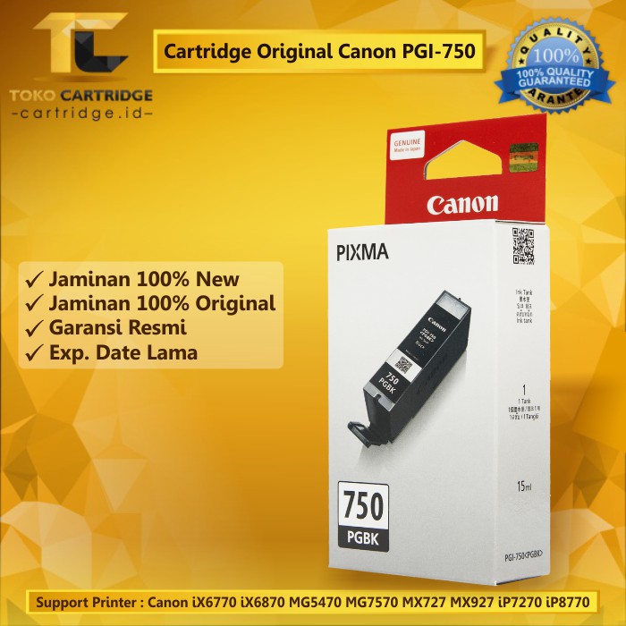 Cartridge Original Canon PGI-750 PGI750 750 PGBK PG-750BK Black, Tinta