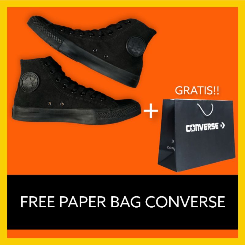 (BISA COD) SEPATU CONVERSE ALLSTAR CLASSIC HI FULL BLACK PREMIUM