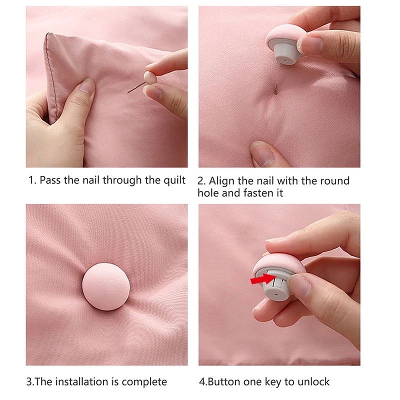 4Pcs Mushroom Shape Non-slip Quilt Bed Sheet Fastener/ Household Simple Pure Color Quilt Fixer/One Key to Unlock Blankets Cover Clip/New Mini Bed Sheet Holder