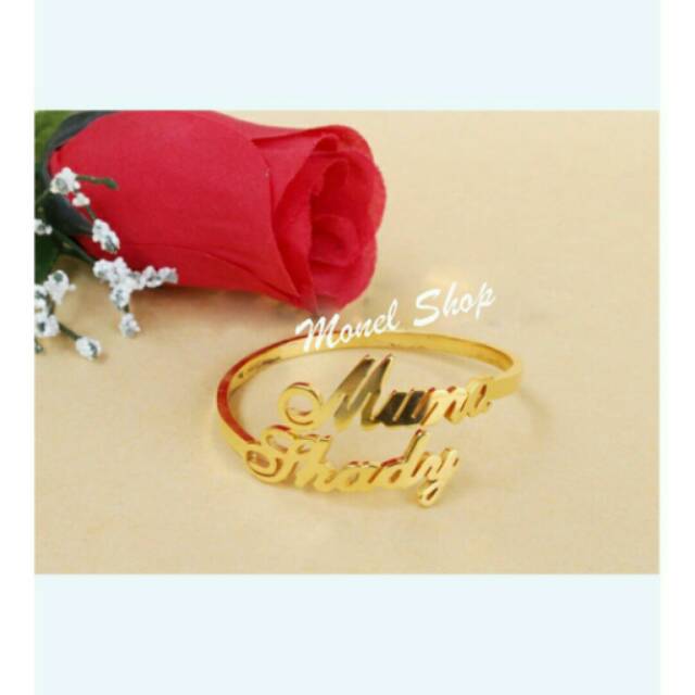 Gelang ukir nama lapis emas