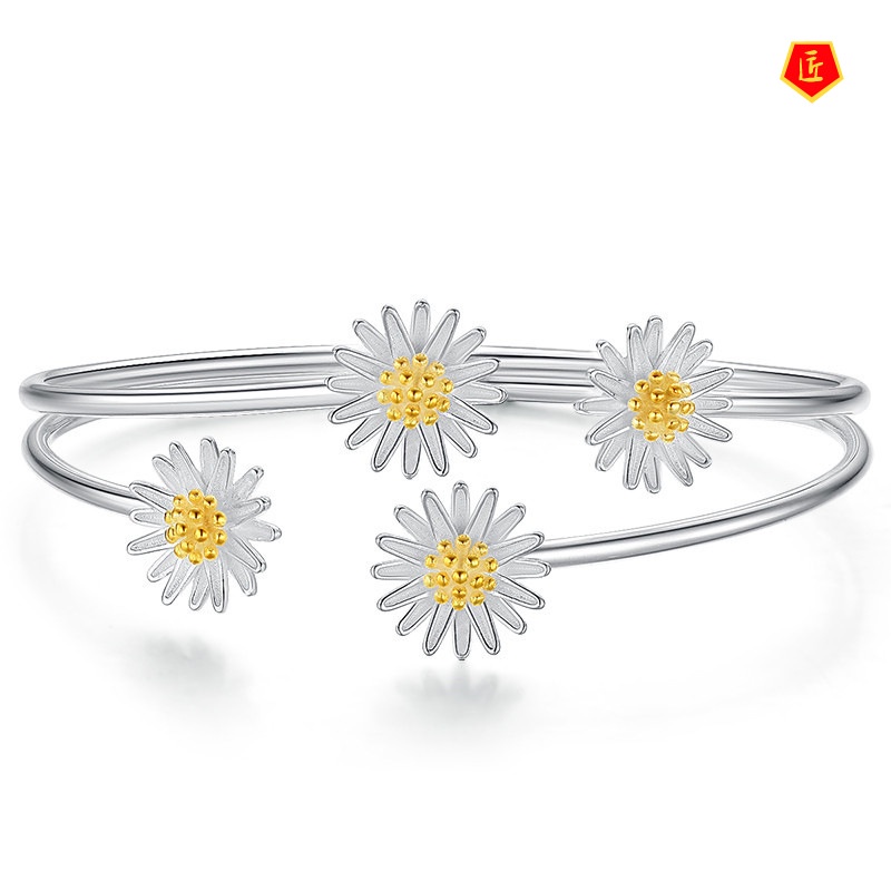 [Ready Stock]925 Silver Daisy Silver Bracelet Simple Niche Temperament