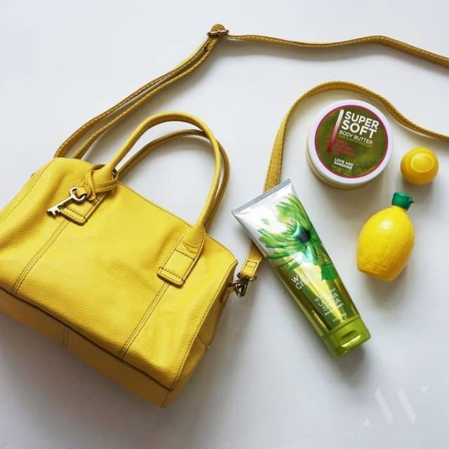 SALE Tas Fossil jori satchel mimosa kuning size small Original