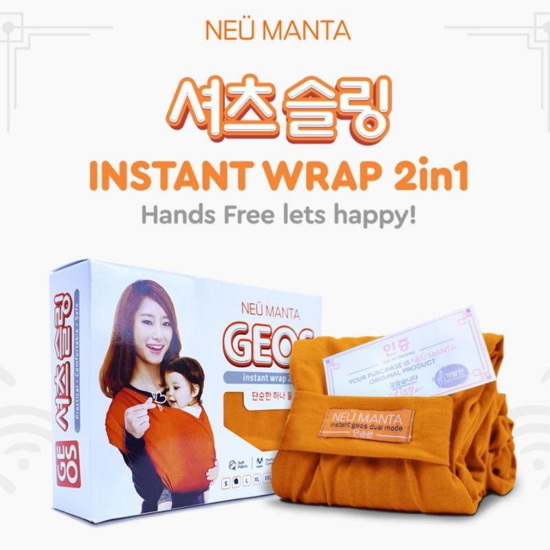 GEOS 2in1 instant wrap Neu Manta Original || Gendongan Bayi Instan 2in1