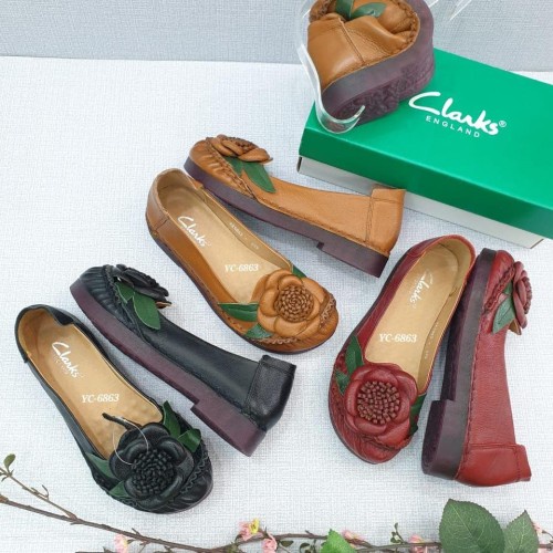 Flat shoes sepatu wanita Clark import kulit domba original