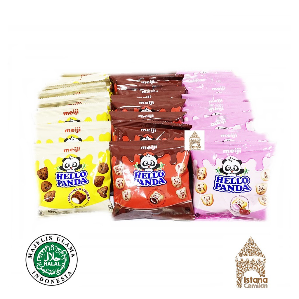 Meiji Hello Panda Cokelat / Strawberry / Cookies Cream (isi 10 pcs)