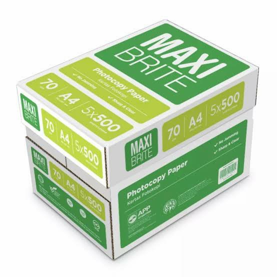 

Maxi Brite Kertas HVS A4 1dus 1 Karton Maxibrite Paper Photocopy Print