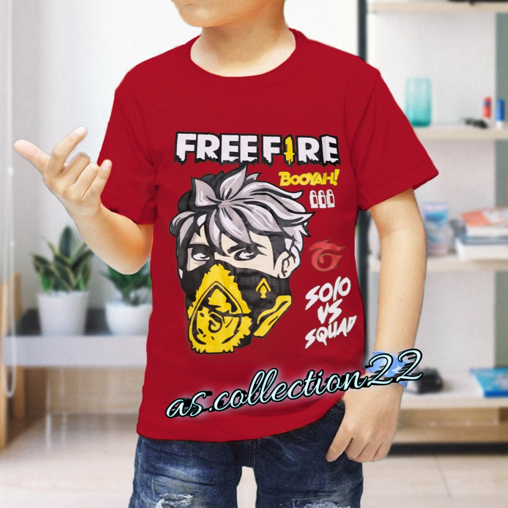 Pakaian kaos anak laki FREE FIRE keren//usia 1-12 tahun