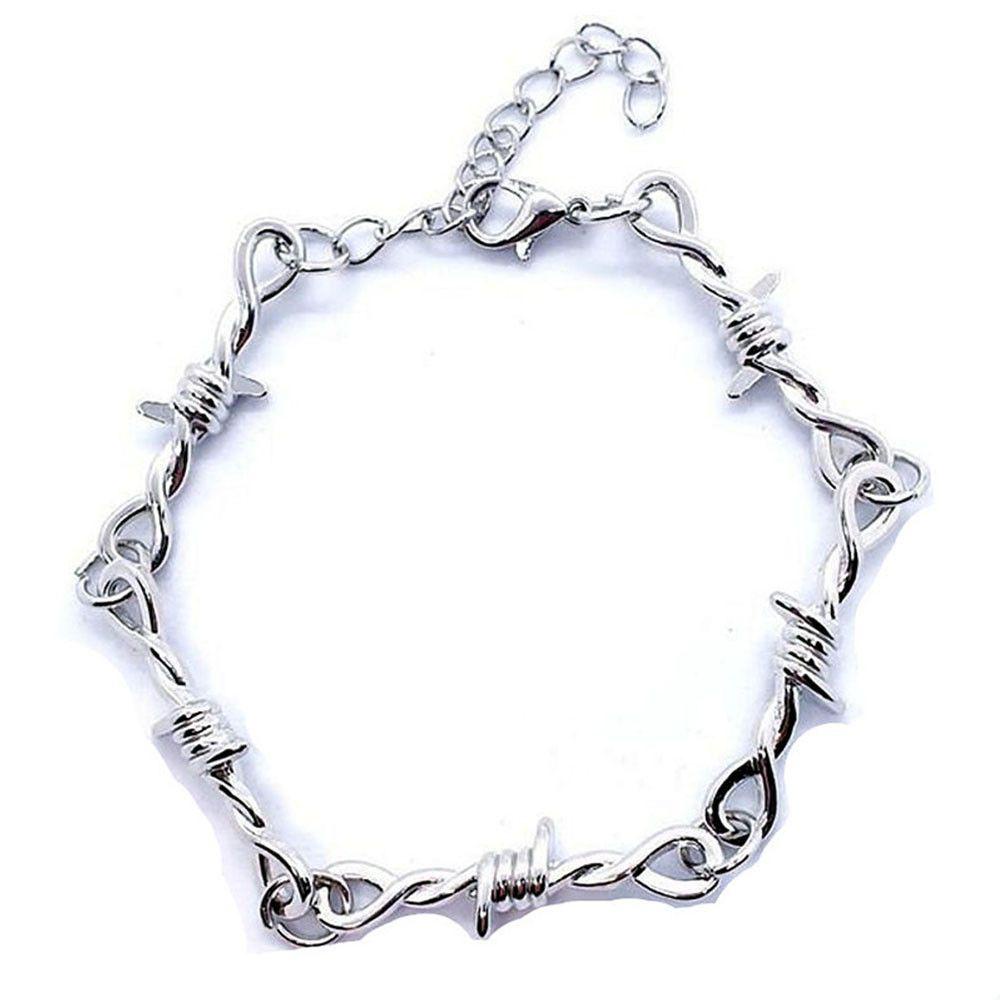 Lily Unisex Choker Kalung Gaya Punk Hip-hop Gothic Kawat Berduri Gelang