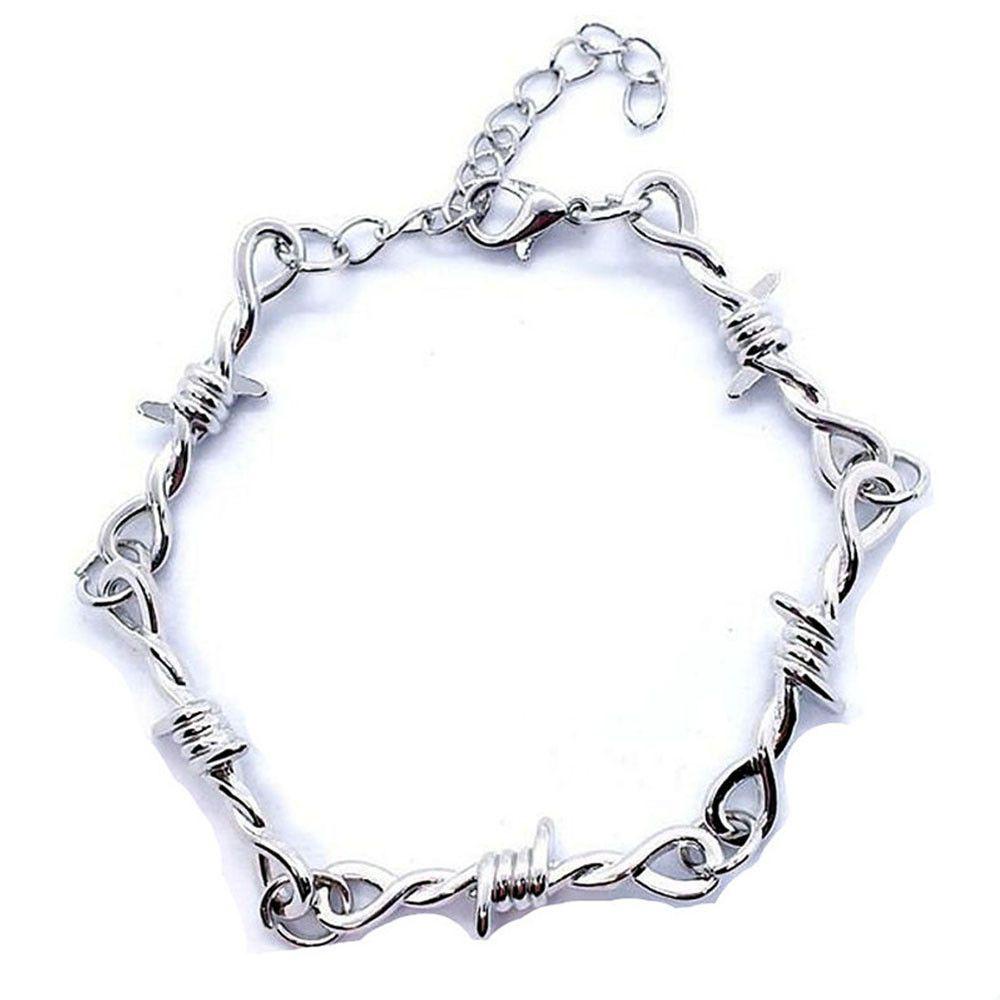 Lily Unisex Choker Kalung Gaya Punk Hip-hop Gothic Kawat Berduri Gelang