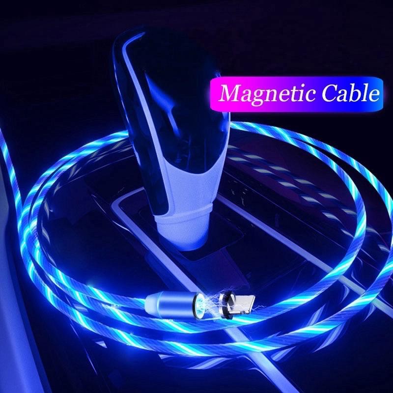 Kabel Data Magnet Led/ Charger Micro USB Magnetik Fast Charging untuk IOS/ANDROID 3 in1 LEd