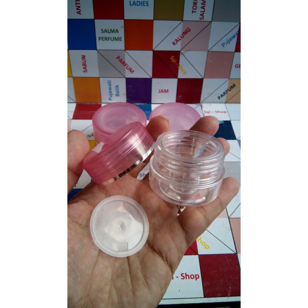 Pot Cream 15 gr &gt;&gt;&gt; Transparan Tutup Pink Plus Tutup Dalam