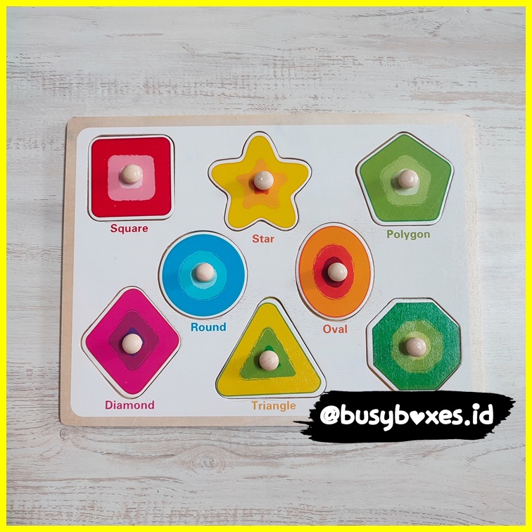 [busyboxes.id] Mainan Edukasi Puzzle Knob Geometri Kayu Wooden Toys