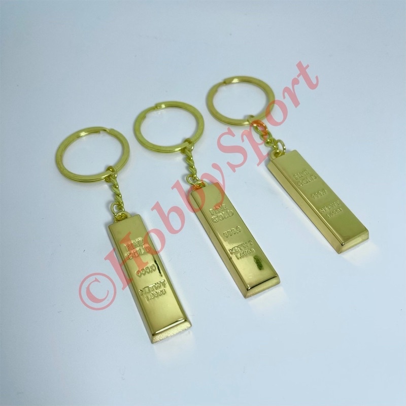Gantungan Kunci Emas Batangan Gold Bar Key Chain Mainan Miniatur Unik-3