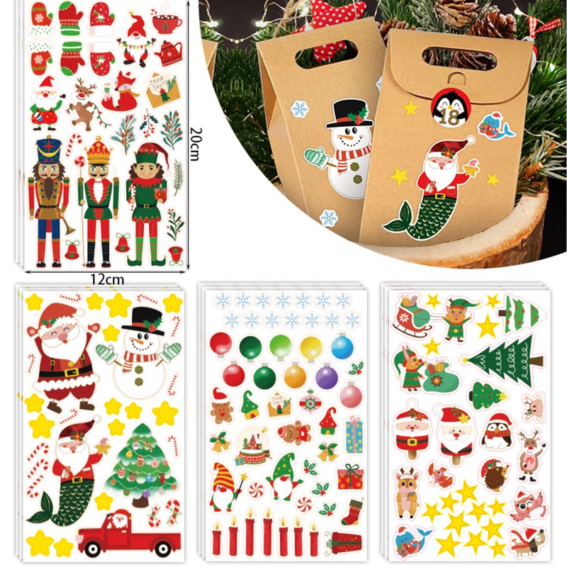 Zzz 4pcs / Set Stiker Motif Santa Claus / Snowman Natal Untuk Anak / Dewasa