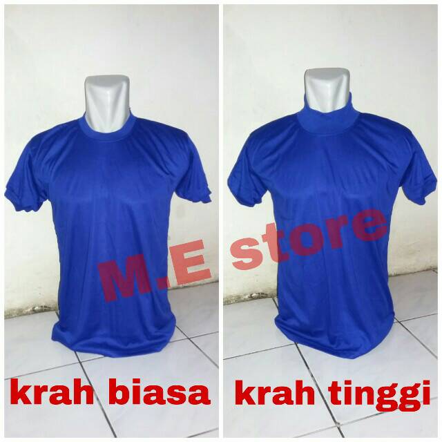 kaos dalam polos biru krah tinggi/krah biasa