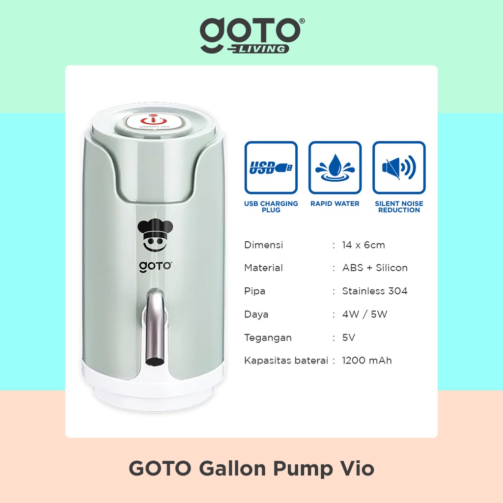 Pompa Galon Elektrik Goto Vio Dispenser Air Minum Recharge Portable Electric Gallon Pump