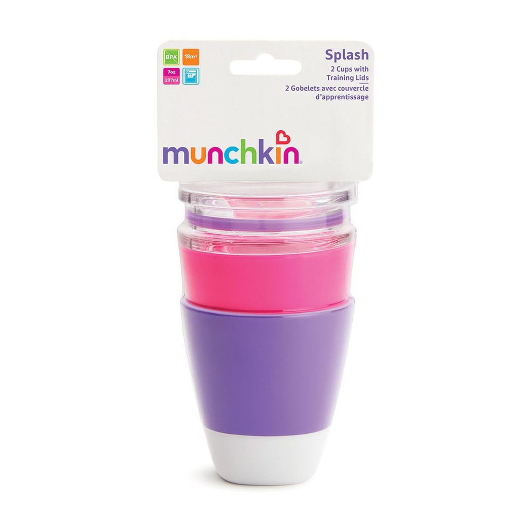Munchkin Splash Toddler Cups Gelas Minum Anak Purple Pink Ungu Merah Muda 2 Pack