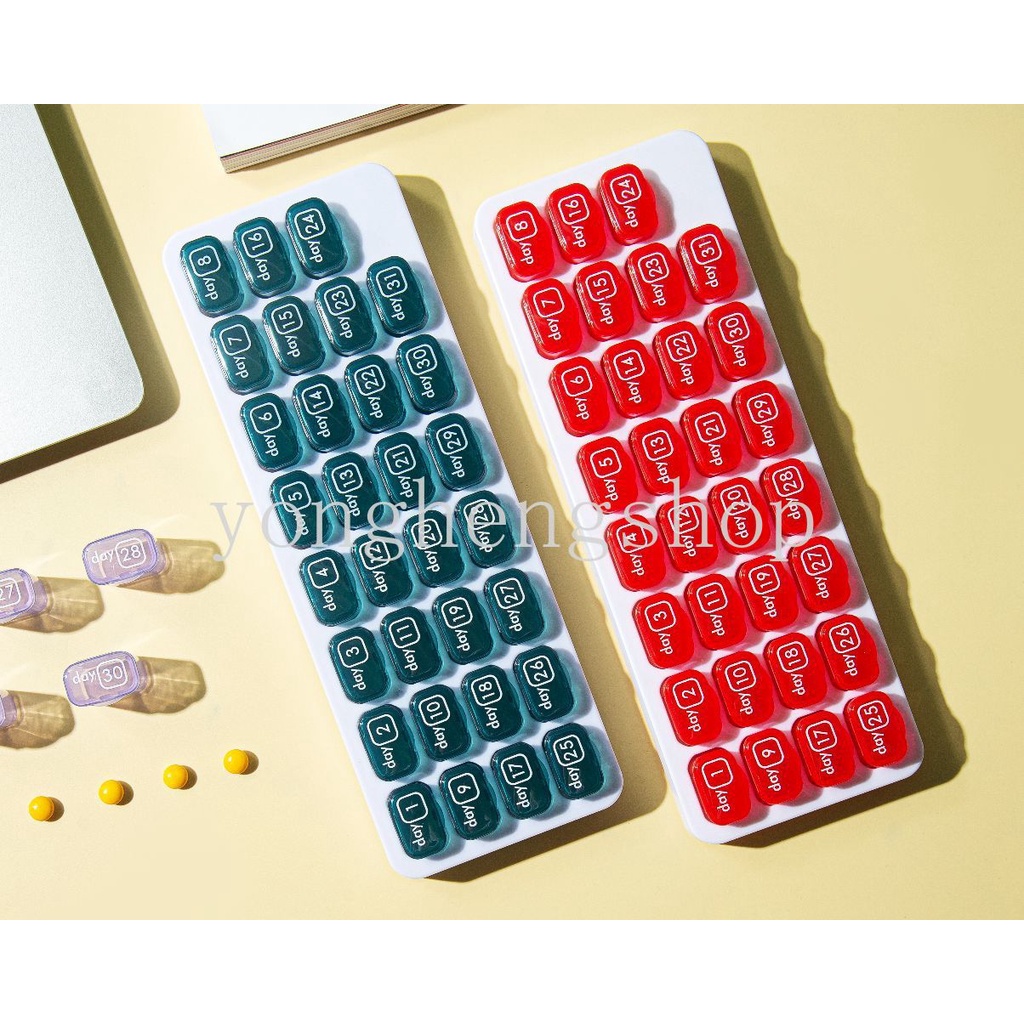 Kotak Penyimpanan Obat Pil 31 Grid Desain Keyboard Portabel Dapat Dilepas