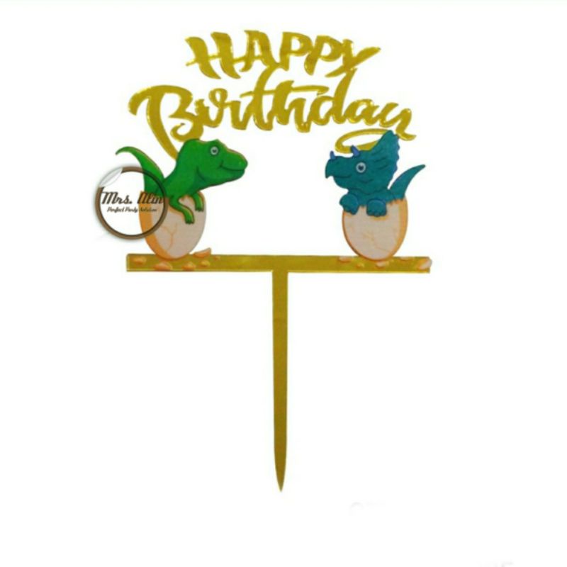 Topper Cake Dinosaurus  / Topper Cake Happy Birthday / Cake Topper Acrylic / Hiasan Kue