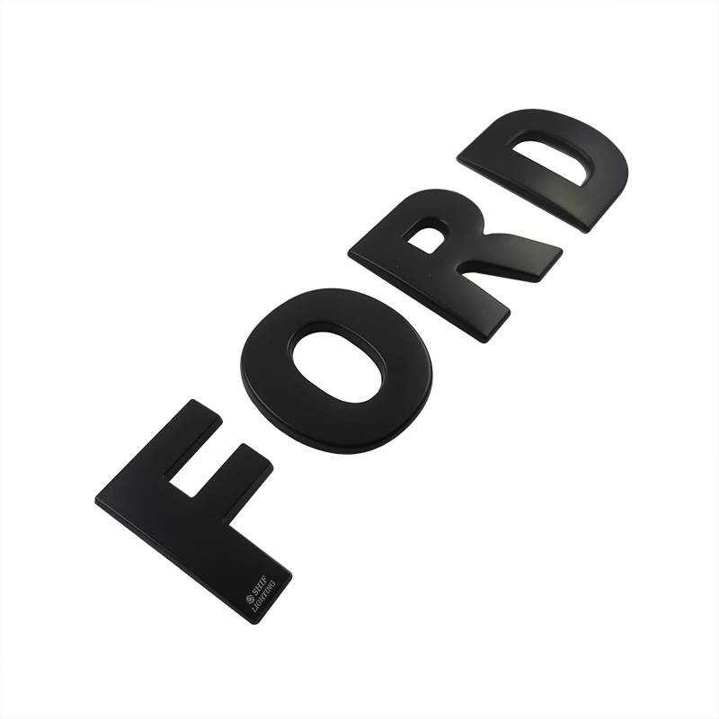 FORD Hood Emblem DIY Letter 45mm Chrome/Black Car Decals Stickers