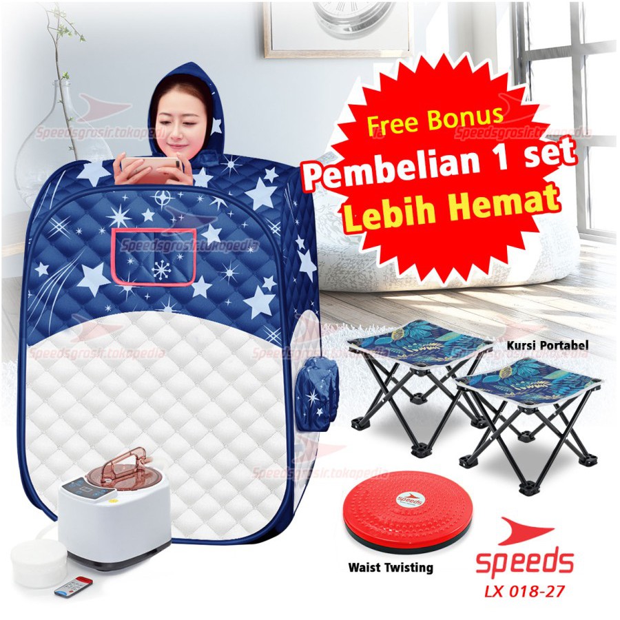 Alat Spa portable Steam sauna portable home spa Mandi uap Keringat Bonus kursi dan twisting