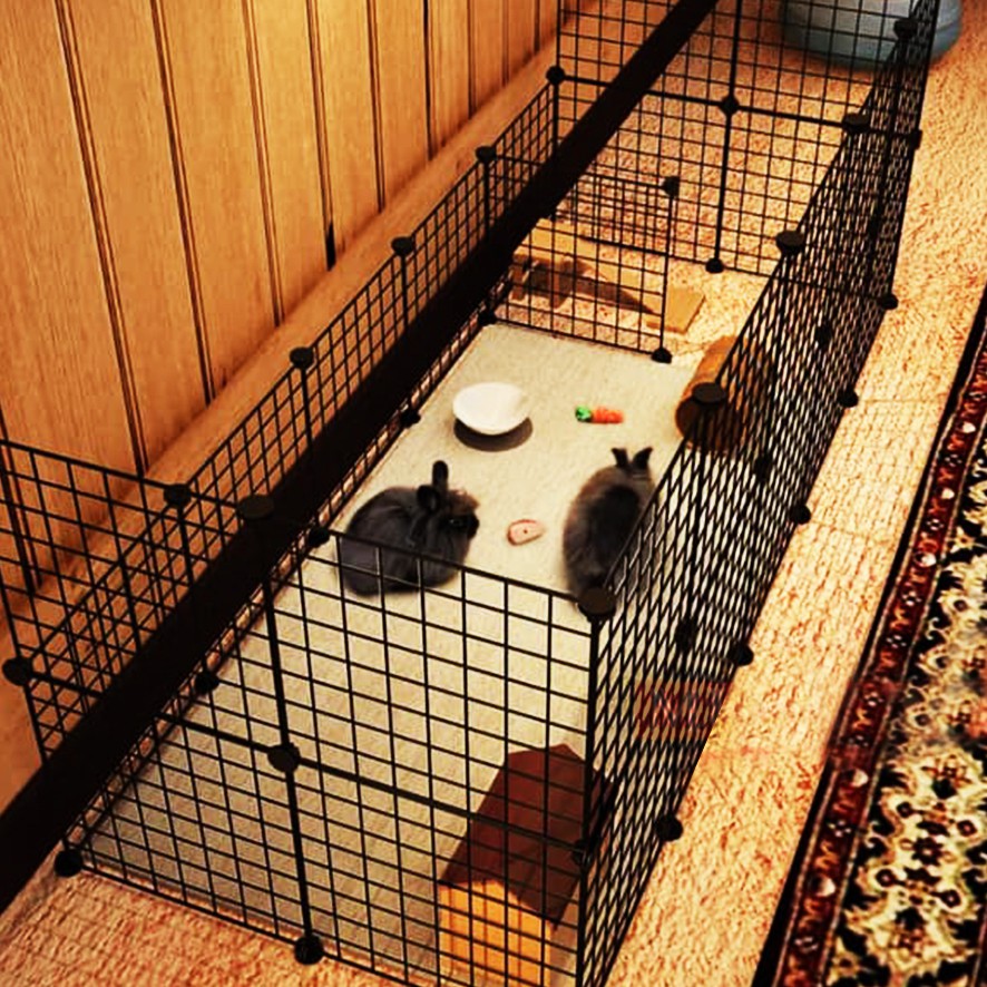 Murah Carge Grid Hitam Kandang Hewan Kelinci Anjing Kucing Black