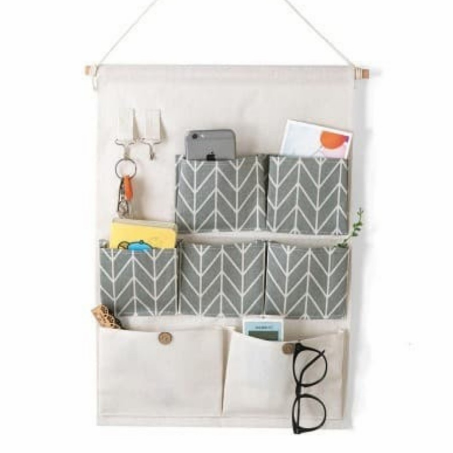 Pouch Gantung 7 Sekat Hanging Organizer Storage Bag Rak Dinding Rumah