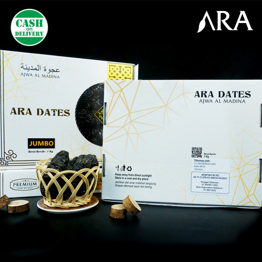 

Kurma Ajwa / Kurma Nabi Super Jumbo Premium ARA DATES 1kg RESMI KEMTAN