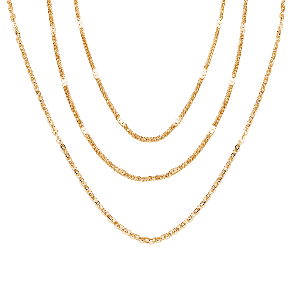 Kalung Multilayer Warna Emas Gaya Vintage Korea Untuk Aksesoris