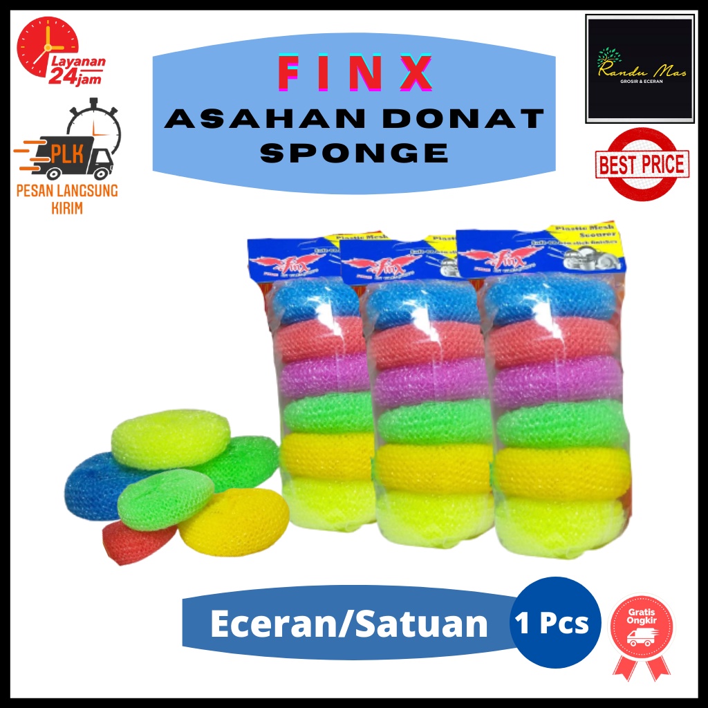 Spons Sabut Cuci Piring Warna Warni Nylon Scourier Super Magic Sponge Spon Donat Sabut Jaring Alat Dishwashing Dapur Masak Busa Serbaguna