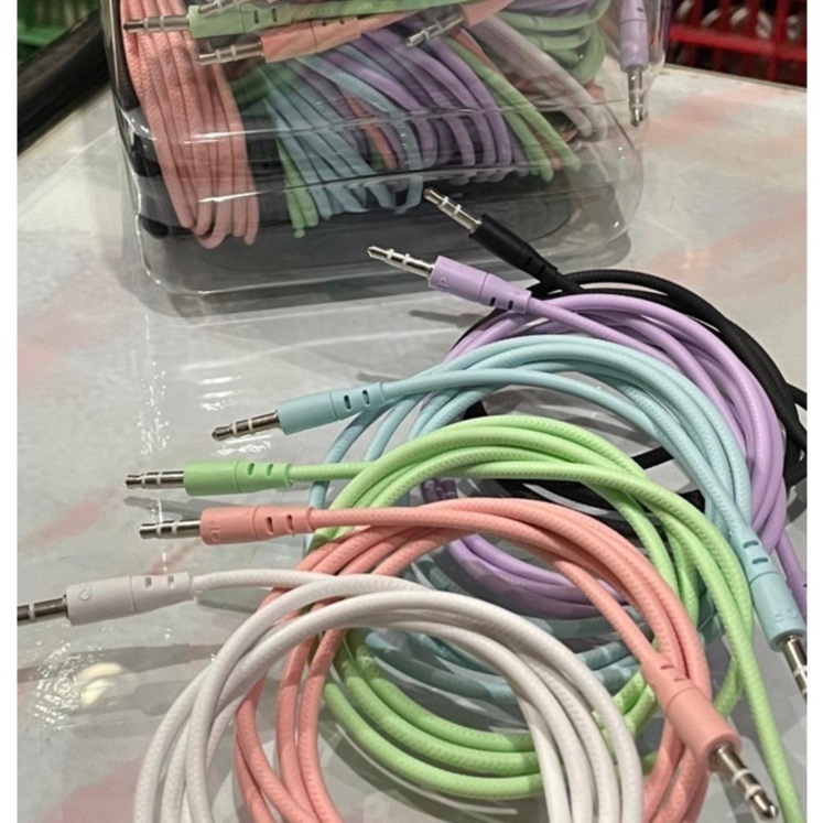 Kabel AUX MACARON AUDIO Jack 1in1 untuk Handphone / komputer ke speaker [SS]