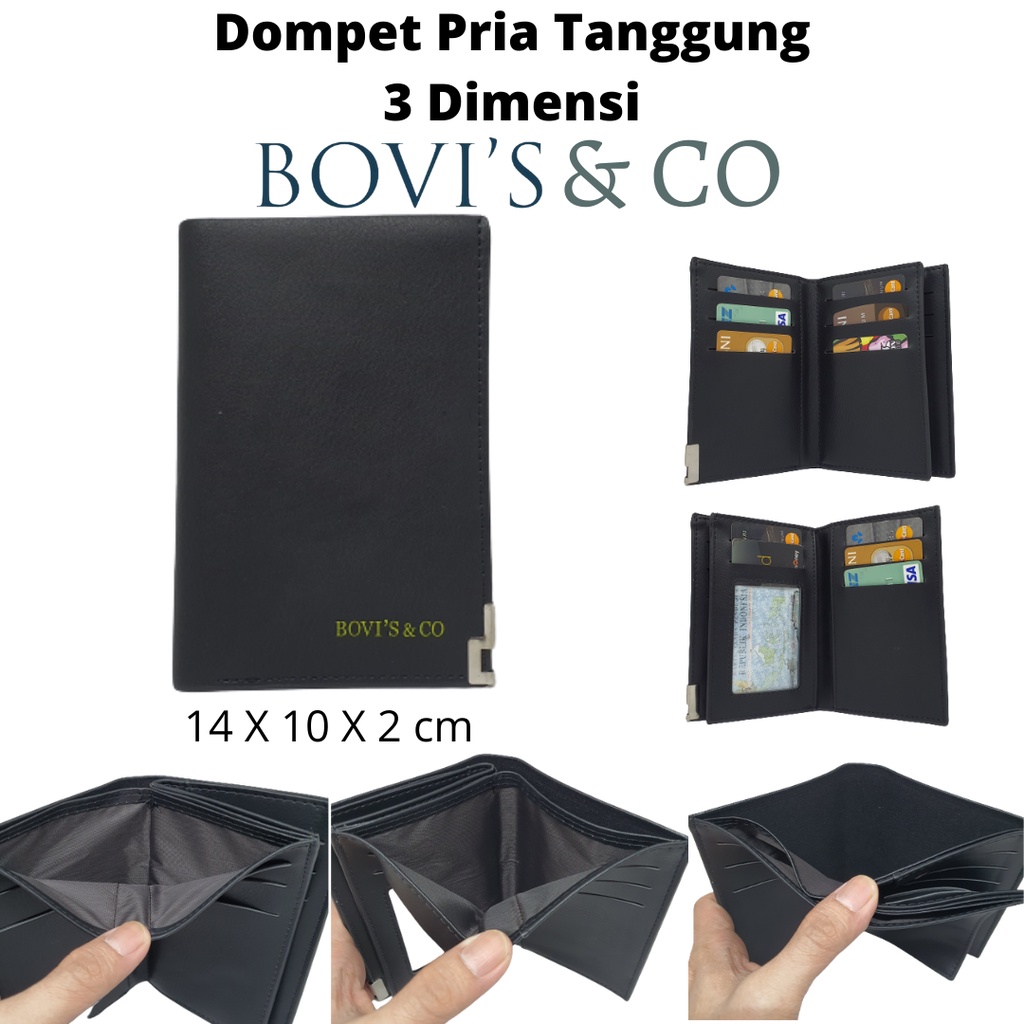 Dompet Pria Tanggung 3/4 Original Ori Bovis Branded Model 3 Dimensi Kualitas Distro Bahan Premium Harga Murah dan Terjangkau-1