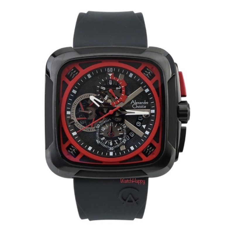WatchHappy Alexandre Christie 6577 AC 6577 MC AC6577 MC Men Sport BlackRed Rubber Black 100%Original
