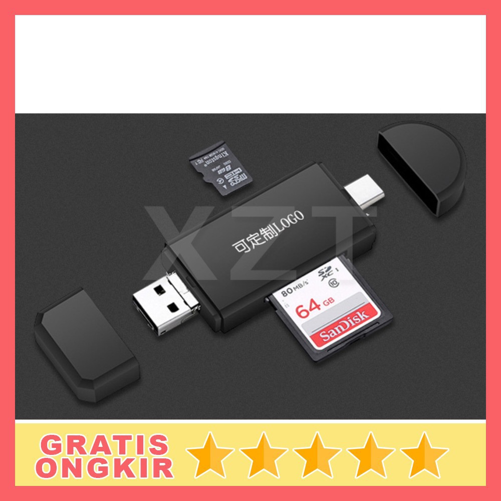 Grab Medan Memory Card Reader OTG 3 in 1 USB Type C + USB Type A + Micro USB - YC320 Hitam MOSU