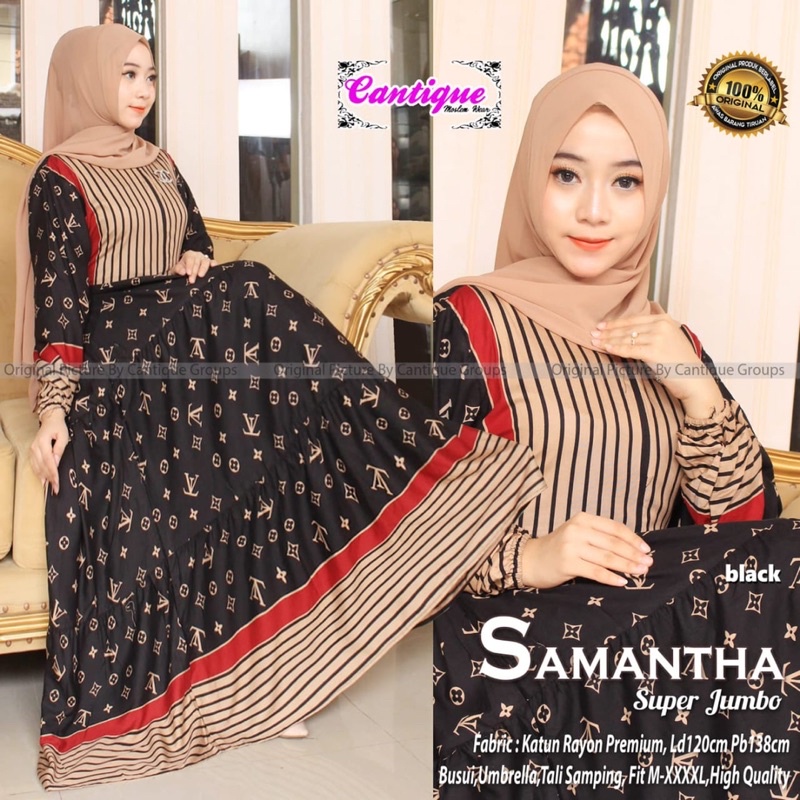 Ld 120cm  MAXY DRESS JUMBO SAMANTHA MOTIF by CANTIQUE GAMIS WANITA MURAH JUMBO BAHAN KATUN RAYON PRE